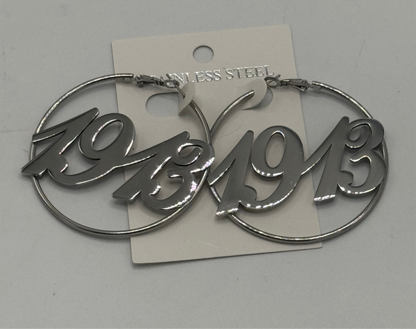 Delta Sigma Theta - 1913 Large Bangle Earrings (Stainless Steel)