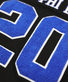Zeta Phi Beta - Oversized Chenille & Printed Football Jersey (Black)