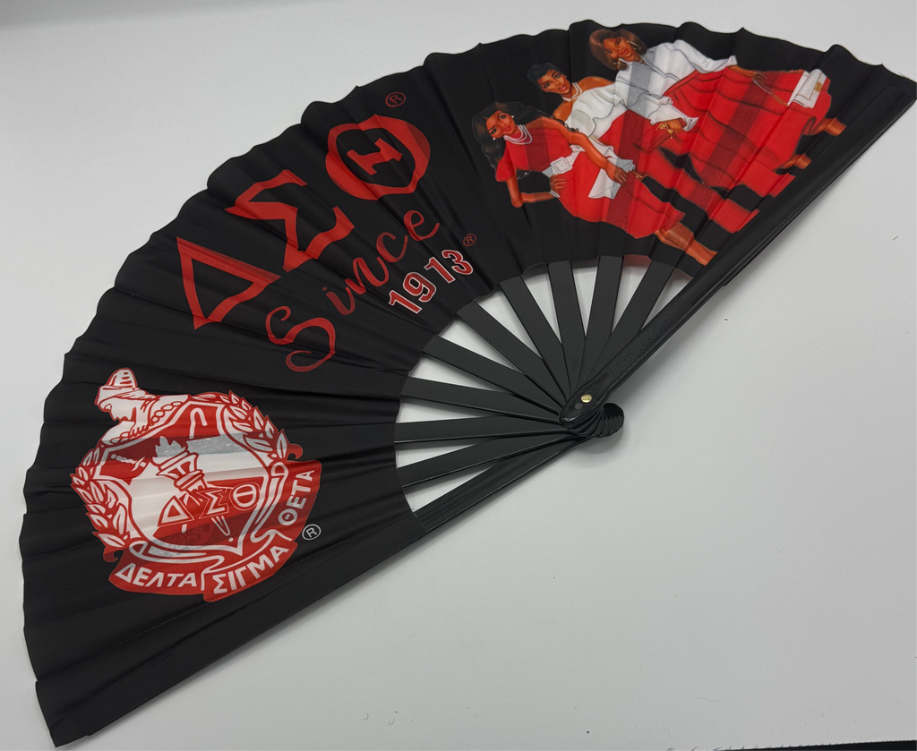 Delta Sigma Theta - Clack Hand Fan (Black w/Since 1913)