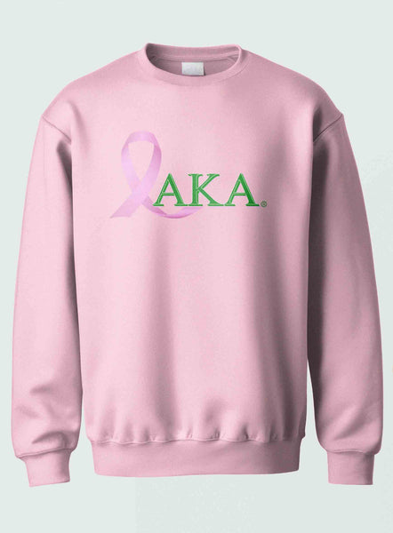 Alpha Kappa Alpha - Breast Cancer Awareness(Crewneck Sweatshirt(Green/White)