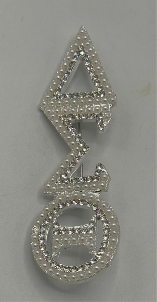 Delta Sigma Theta -  Pearl  Letters 3”Brooch