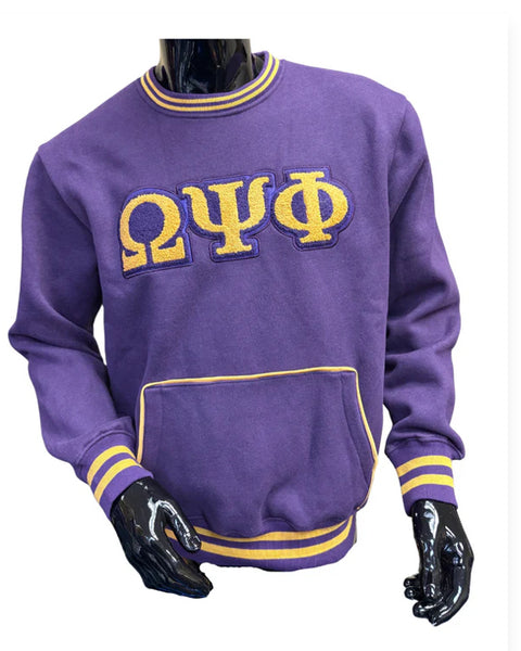 Omega Psi Phi - Chenille Sweatshirt (Purple) w/Kangaroo Pocket