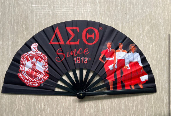 Delta Sigma Theta - Clack Hand Fan (Black w/Since 1913)