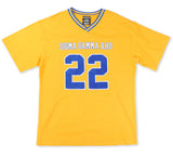 Sigma Gamma Rho - Oversized Chenille & Printed Football Jersey (Gold)