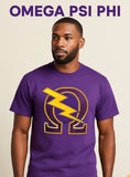Omega Psi Phi - Heavy Weight Big Stitch Embroidered Short Sleeve Shirt, Dagreekspot Original Collection