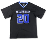 Zeta Phi Beta - Oversized Chenille & Printed Football Jersey (Black)