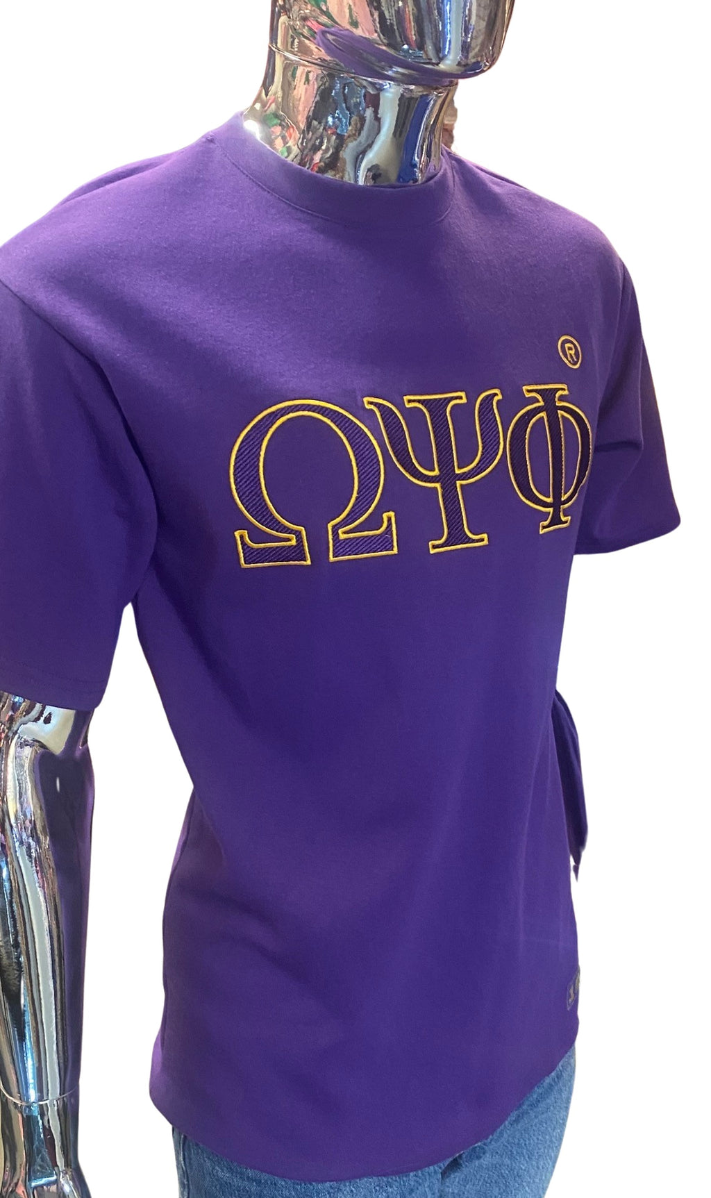 Omega Psi Phi - Double Stitched Embroidered Short Sleeve Shirt, Da Greek Spot Original Collection