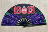 Delta Sigma Theta - Clack Hand Fan (Black w/African Violets)