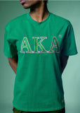 Alpha Kappa Alpha - Double Stitched Embroidered Short Sleeve Shirt, Dagreekspot Original (Green) Collection