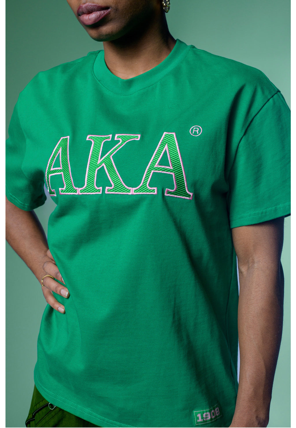 Alpha Kappa Alpha - Double Stitched Embroidered Short Sleeve Shirt, Da Greek Spot Original (Green) Collection