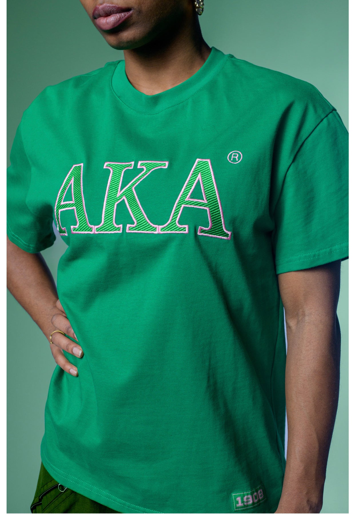 Alpha Kappa Alpha - Double Stitched Embroidered Short Sleeve Shirt, Da Greek Spot Original (Green) Collection