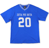 Zeta Phi Beta - Oversized Chenille & Printed Football Jersey (Blue)