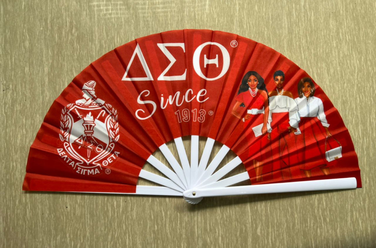 Delta Sigma Theta - Clack Hand Fan (Red w/Since 1913)
