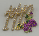 Delta Sigma Theta - 1913 Pearl w/African Violet 2.5”Brooch