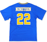 Sigma Gamma Rho - Oversized Chenille & Printed Football Jersey (Blue)