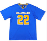 Sigma Gamma Rho - Oversized Chenille & Printed Football Jersey (Blue)