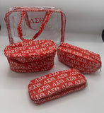 Delta Sigma Theta - 11” Clear Travel Toiletry Bag w/Makeup Organizers