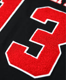 Delta Sigma Theta - Oversized Chenille & Printed Football Jersey (Black)