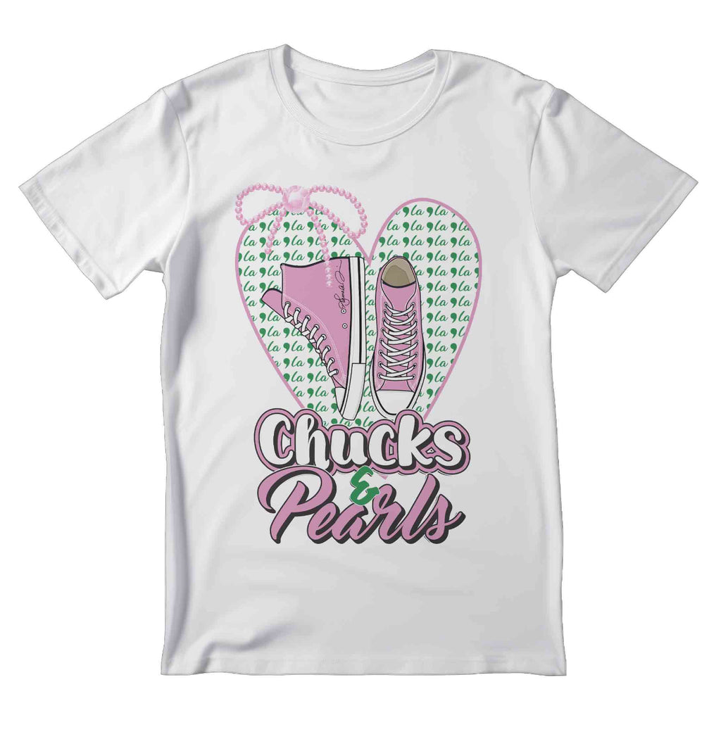 Chucks & Pearls (COMMA- LA) ,White w/Pink