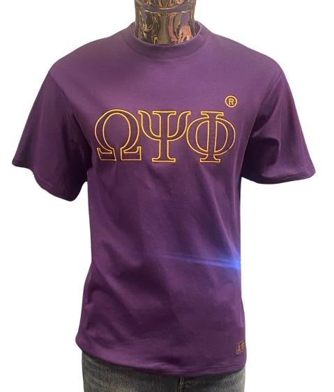 Omega Psi Phi - Double Stitched Embroidered Short Sleeve Shirt, Da Greek Spot Original Collection