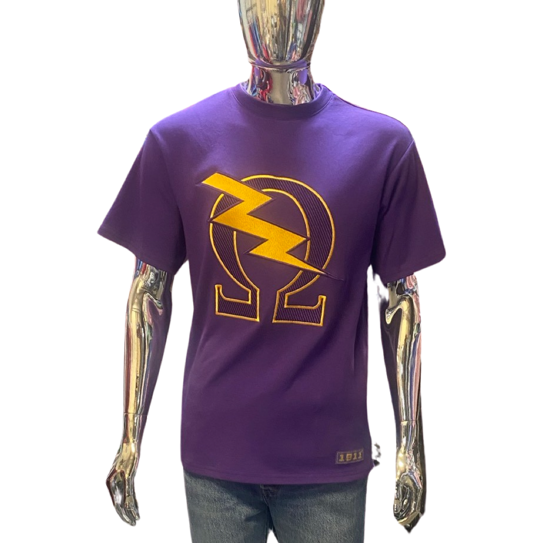 Omega Psi Phi - Heavy Weight Big Stitch Embroidered Short Sleeve Shirt, Da Greek Spot Original Collection