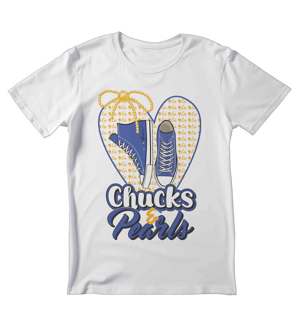Chucks & Pearls (COMMA- LA) ,White w/Gold
