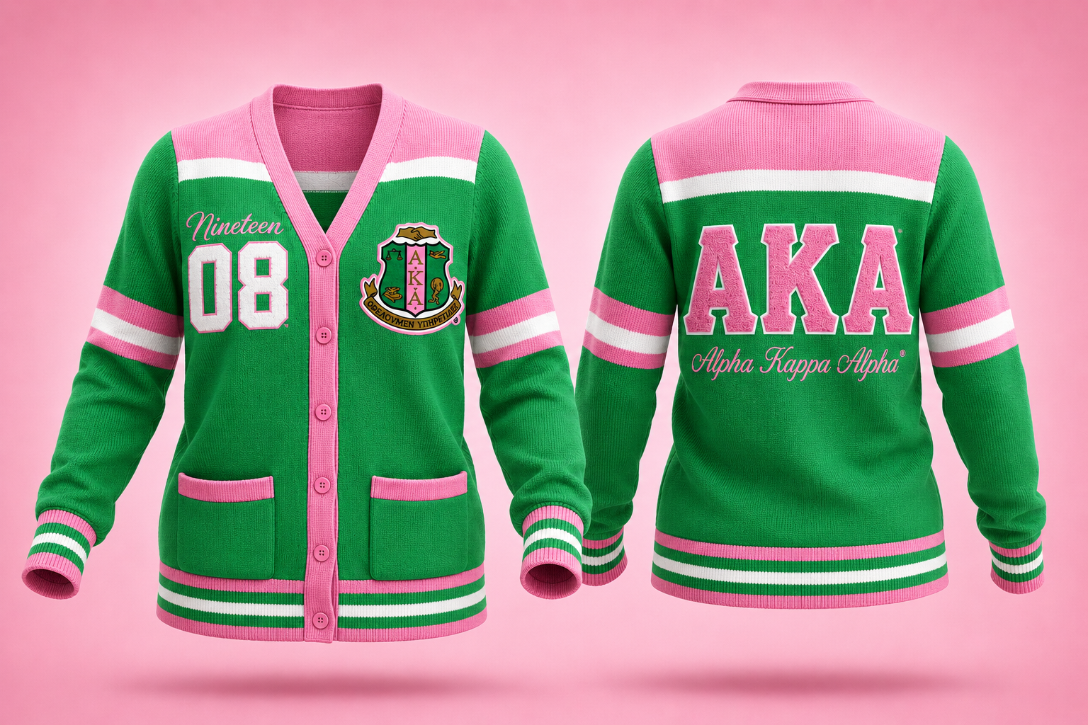 Alpha Kappa Alpha- Chenille Cardigan (Green) (2nd Edition)