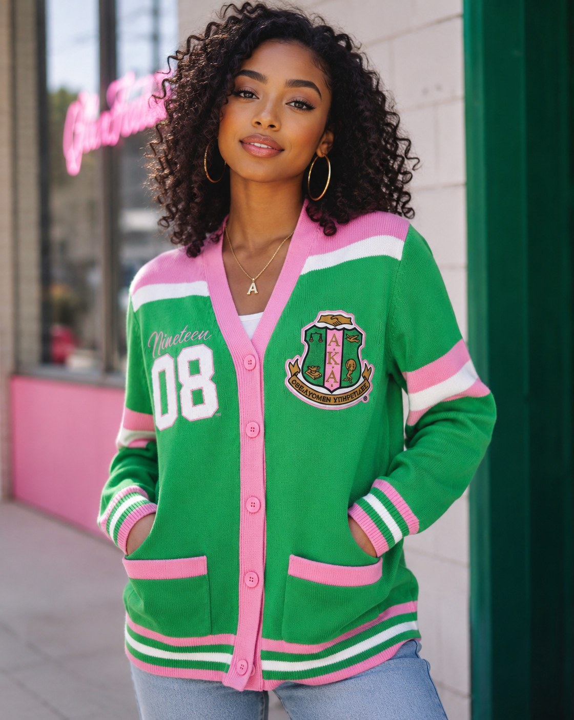 Alpha Kappa Alpha- Chenille Cardigan (Green) (2nd Edition)