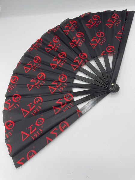 Delta Sigma Theta - Clack Hand Fan (Black w/Black Handle)