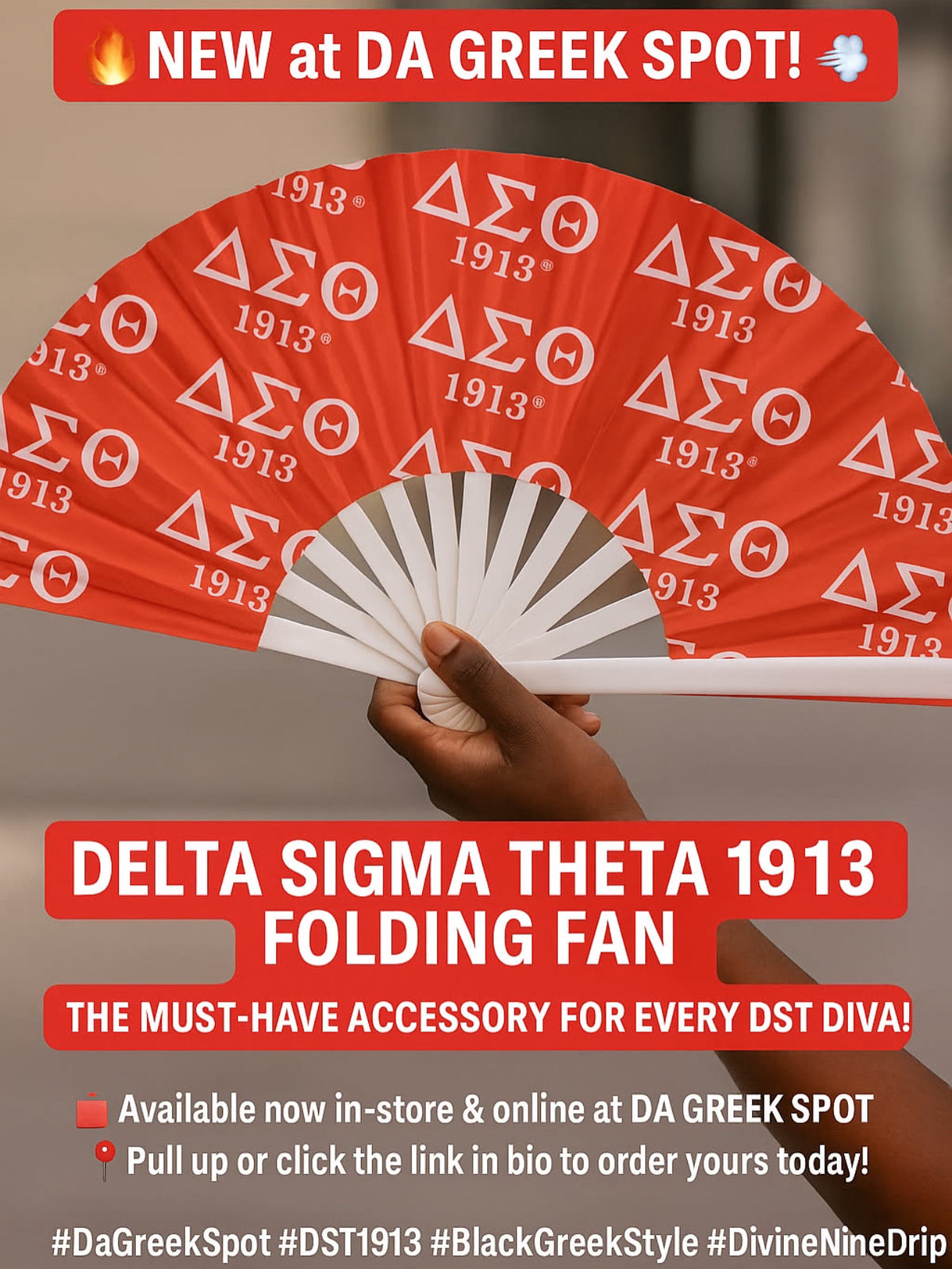 Delta Sigma Theta - Clack Hand Fan (Red)