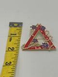 Delta Sigma Theta -  Pearl  Pyramid w/African Violets 2”Brooch