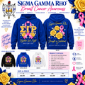 Sigma Gamma Rho breast cancer awareness front and back hoodie in black, royal blue, and white