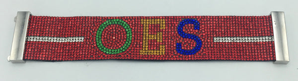Order of The Eastern Star - Red Bling Bracelet w/Magnetic Closers