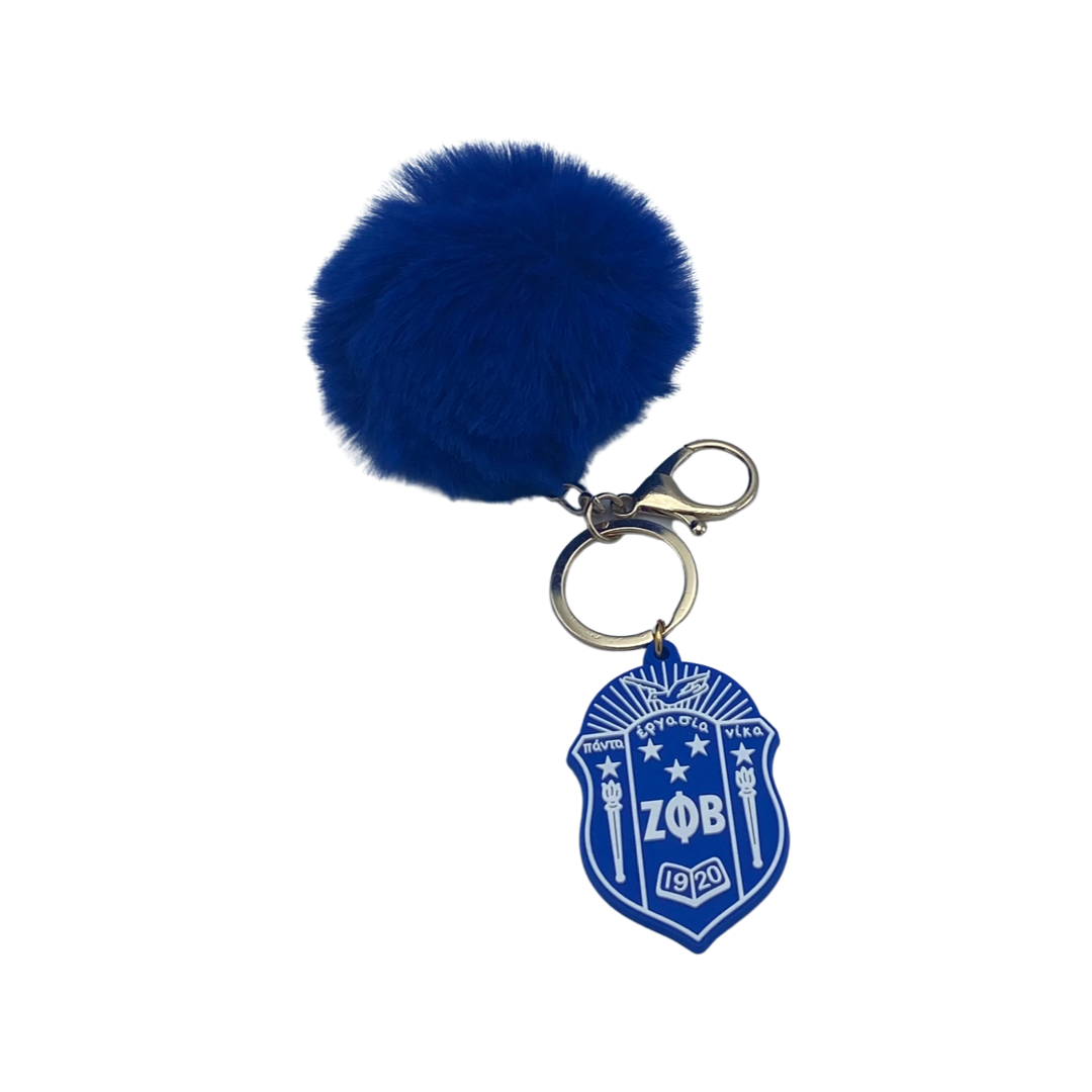 Zeta Phi Beta - Puff Ball /w Crest Keychain