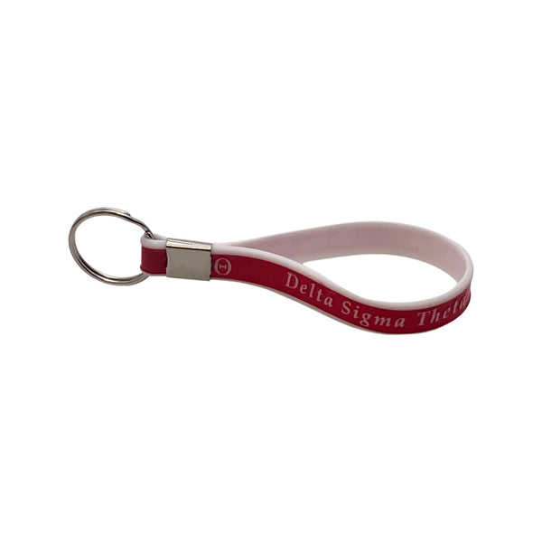 Delta Sigma Theta - Silicone Wrist Band Keychain (Striped)