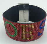 Order of The Eastern Star - Red Bling Bracelet w/Magnetic Closers