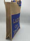 Sigma Gamma Rho  - Pocket Jute Bag with Lady of Signature. 14" w x 18" h x 5"