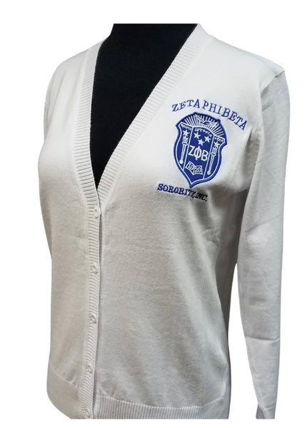 Zeta Phi Beta - Classic Cardigan (White)