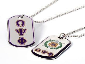 Omega Psi Phi - Dog Tag Necklace w/Epoxy Coating